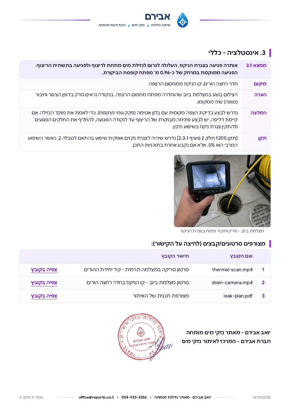חוות דעת איתור נזילות – עם מאגר ליקויים, עמוד 4 מתוך 4