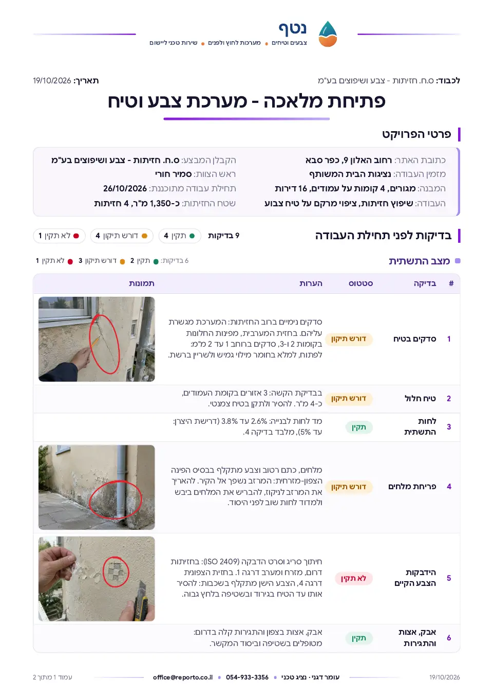 פתיחת מלאכה – צבע וטיח, עמוד 1 מתוך 2
