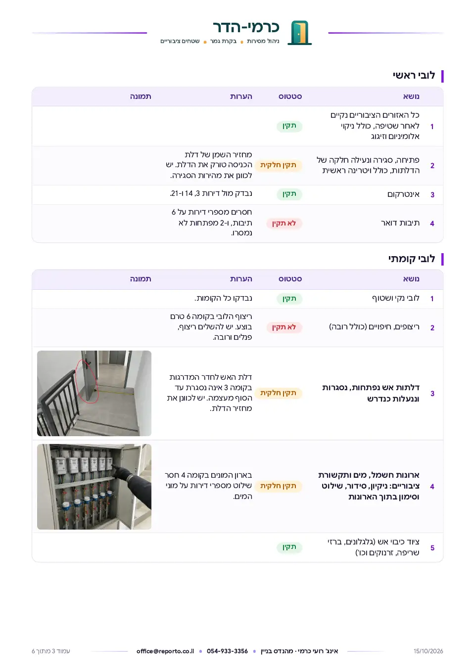 פרוטוקול מסירה – שטחים ציבוריים, עמוד 3 מתוך 6