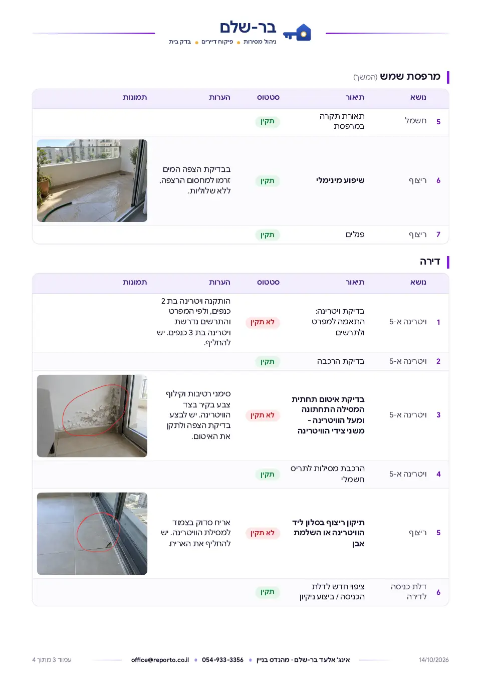 פרוטוקול מסירה – דירה קיימת בתמ״א 38/1, עמוד 3 מתוך 4
